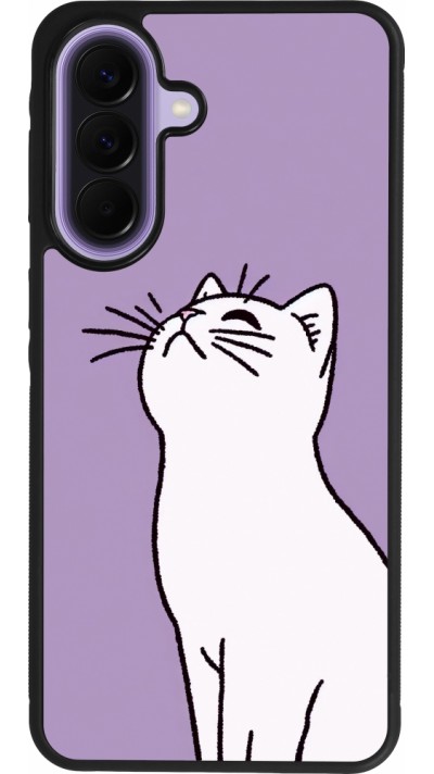 Samsung Galaxy A57 5G Case Hülle - Silikon schwarz Chat auf lila Hintergrund