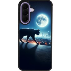 Samsung Galaxy A57 5G Case Hülle - Silikon schwarz Schwarze Katze unter dem Vollmond