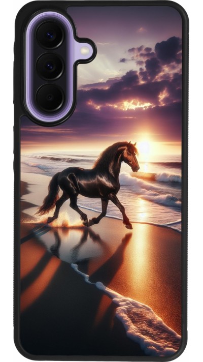 Samsung Galaxy A57 5G Case Hülle - Silikon schwarz Pferd majestätisch Strand