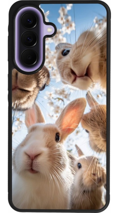 Samsung Galaxy A57 5G Case Hülle - Silikon schwarz Easter 2026 Rabbits