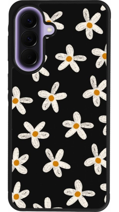 Samsung Galaxy A57 5G Case Hülle - Silikon schwarz Easter 2024 white on black flower