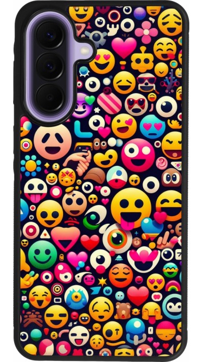 Samsung Galaxy A57 5G Case Hülle - Silikon schwarz Emoji Mix Farbe