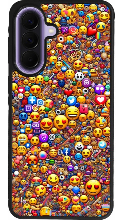 Samsung Galaxy A57 5G Case Hülle - Silikon schwarz Emoji gemischt