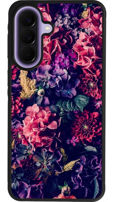 Samsung Galaxy A57 5G Case Hülle - Silikon schwarz Flowers Dark