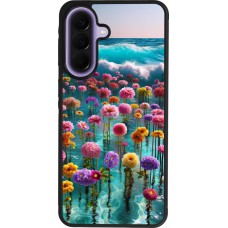 Samsung Galaxy A57 5G Case Hülle - Silikon schwarz Blumenmeer Wellen