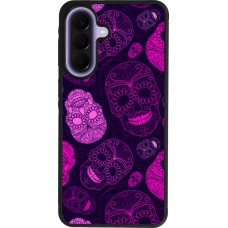 Samsung Galaxy A57 5G Case Hülle - Silikon schwarz Halloween 2023 pink skulls