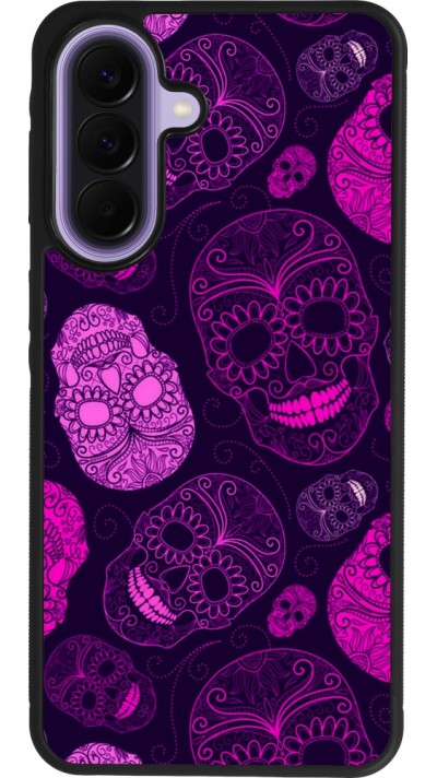 Samsung Galaxy A57 5G Case Hülle - Silikon schwarz Halloween 2023 pink skulls