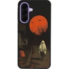 Coque Samsung Galaxy A57 5G - Silicone rigide noir Halloween 2025 Ghost on a bicycle