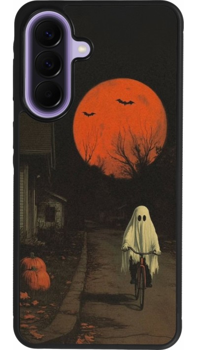 Samsung Galaxy A57 5G Case Hülle - Silikon schwarz Halloween 2025 Ghost on a bicycle