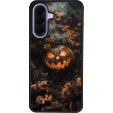 Coque Samsung Galaxy A57 5G - Silicone rigide noir Halloween 2025 Pumpkin with flowers