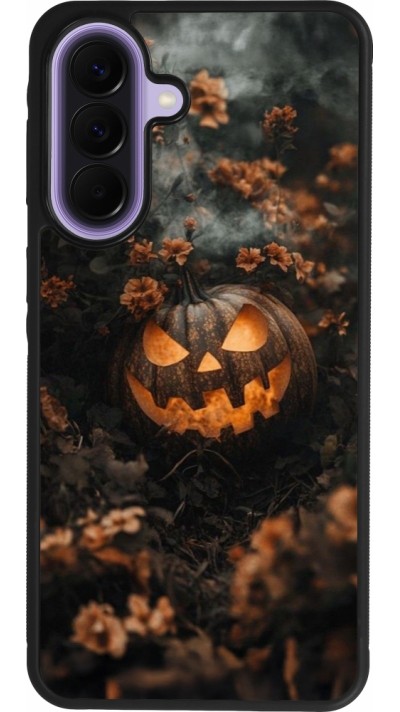 Samsung Galaxy A57 5G Case Hülle - Silikon schwarz Halloween 2025 Pumpkin with flowers