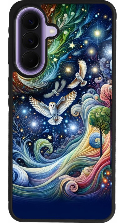 Samsung Galaxy A57 5G Case Hülle - Silikon schwarz Fliegender Blumen-Eule