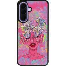 Samsung Galaxy A57 5G Case Hülle - Silikon schwarz Psychedelic pink mushroom