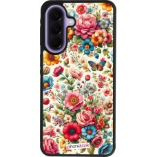 Coque Samsung Galaxy A57 5G - Silicone rigide noir Spring 25 printemps fleuri