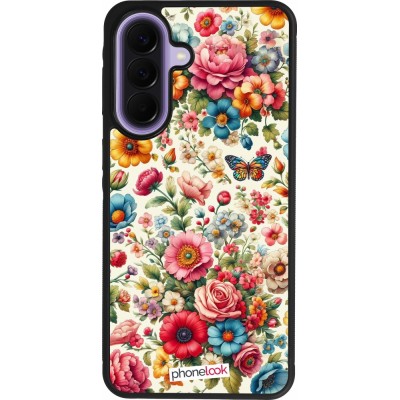Coque Samsung Galaxy A57 5G - Silicone rigide noir Spring 25 printemps fleuri