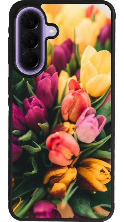 Samsung Galaxy A57 5G Case Hülle - Silikon schwarz Bouquet of tulips Spring 2026