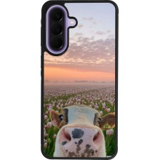 Samsung Galaxy A57 5G Case Hülle - Silikon schwarz Cow with tulips Spring 2026