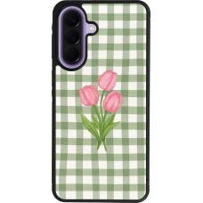 Samsung Galaxy A57 5G Case Hülle - Silikon schwarz Green vichy tulips Spring 2026