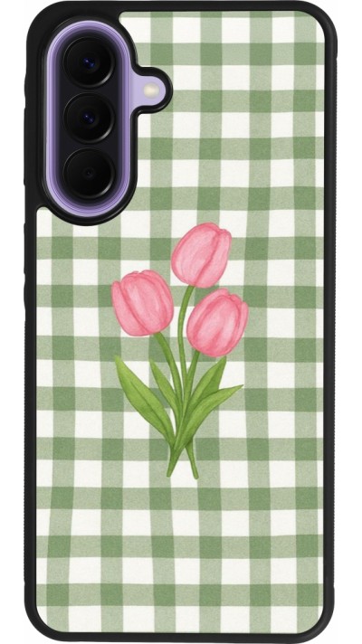 Samsung Galaxy A57 5G Case Hülle - Silikon schwarz Green vichy tulips Spring 2026