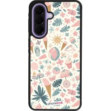 Samsung Galaxy A57 5G Case Hülle - Silikon schwarz Sommer Pink Muster