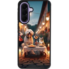 Coque Samsung Galaxy A57 5G - Silicone rigide noir Valentine 2024 Dog & Cat Candlelight