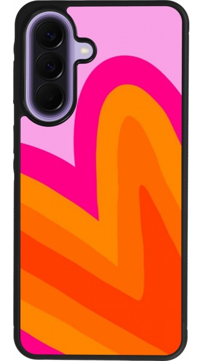 Coque Samsung Galaxy A57 5G - Silicone rigide noir Valentine 2024 heart gradient