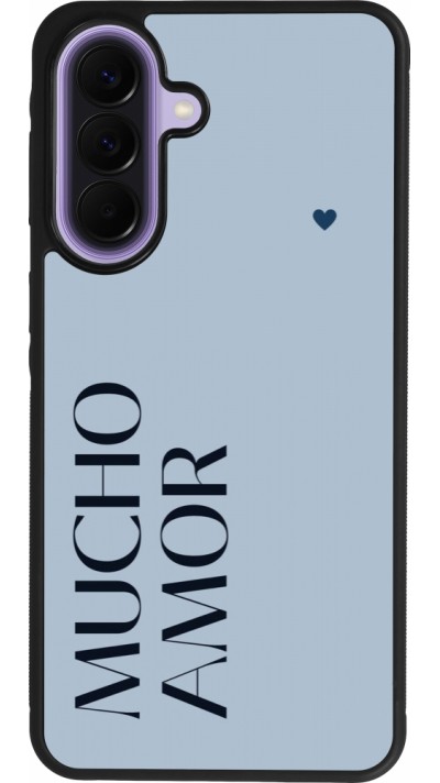 Coque Samsung Galaxy A57 5G - Silicone rigide noir Valentine 2024 mucho amor azul