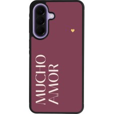 Coque Samsung Galaxy A57 5G - Silicone rigide noir Valentine 2024 mucho amor rosado