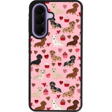 Coque Samsung Galaxy A57 5G - Silicone rigide noir Valentine 2024 puppy love