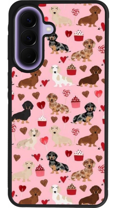 Coque Samsung Galaxy A57 5G - Silicone rigide noir Valentine 2024 puppy love