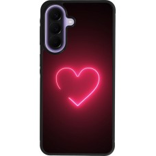 Coque Samsung Galaxy A57 5G - Silicone rigide noir Valentine 2023 single neon heart