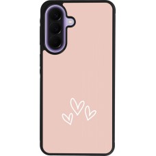 Coque Samsung Galaxy A57 5G - Silicone rigide noir Valentine 2023 three minimalist hearts