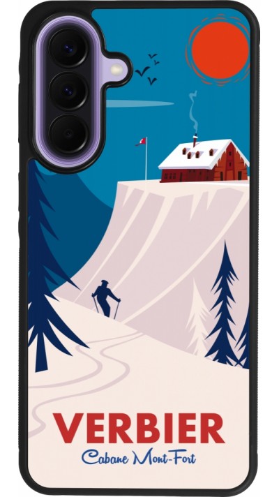 Coque Samsung Galaxy A57 5G - Silicone rigide noir Verbier Cabane Mont-Fort