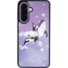 Coque Samsung Galaxy A57 5G - Silicone rigide noir Whale in sparking stars