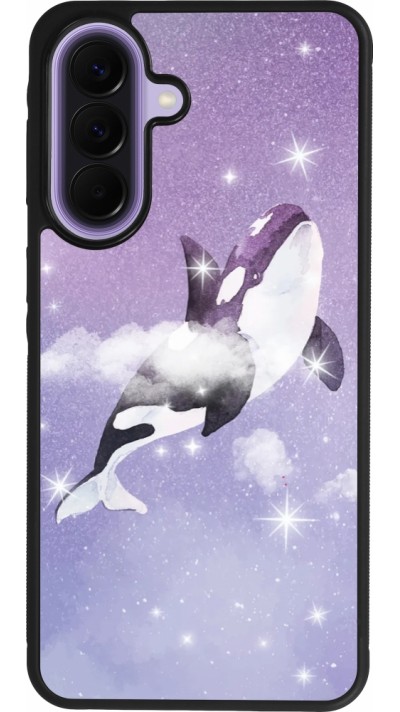Coque Samsung Galaxy A57 5G - Silicone rigide noir Whale in sparking stars