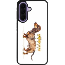 Coque Samsung Galaxy A57 5G - Silicone rigide noir Wine Teckel