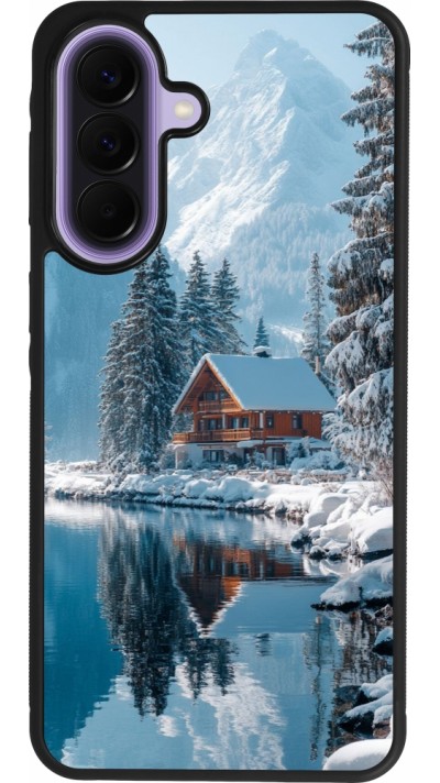 Coque Samsung Galaxy A57 5G - Silicone rigide noir Winter 25 Winter house forest day