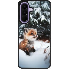 Coque Samsung Galaxy A57 5G - Silicone rigide noir Noël 2023 Renardeau sapin
