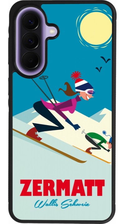 Coque Samsung Galaxy A57 5G - Silicone rigide noir Zermatt Ski Downhill