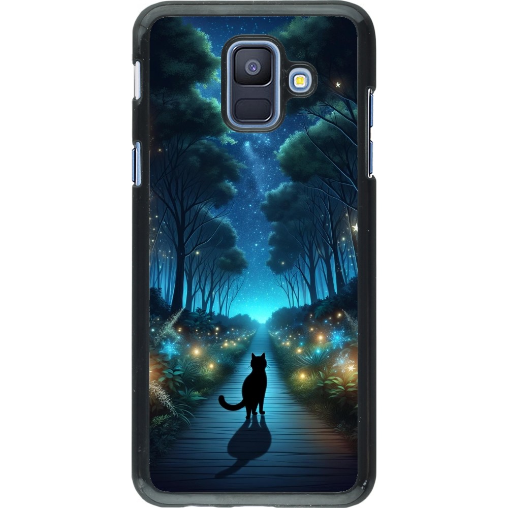 Samsung Galaxy A6 Case Hülle - Schwarze Katze Spaziergang