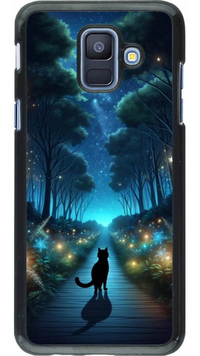 Coque Samsung Galaxy A6 - Chat noir promenade