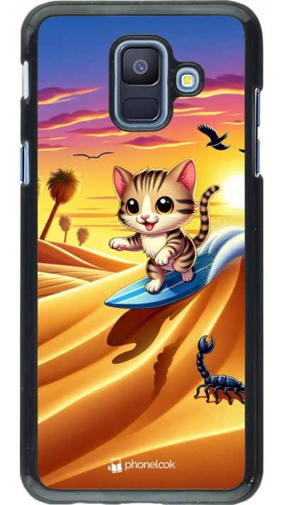 Coque Samsung Galaxy A6 - Chat surfeur au soleil