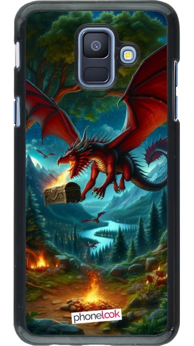 Samsung Galaxy A6 Case Hülle - Drache Fliegend Wald Schatz