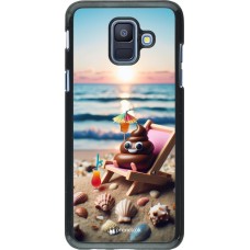 Samsung Galaxy A6 Case Hülle - Kackhaufen Emoji auf Liegestuhl