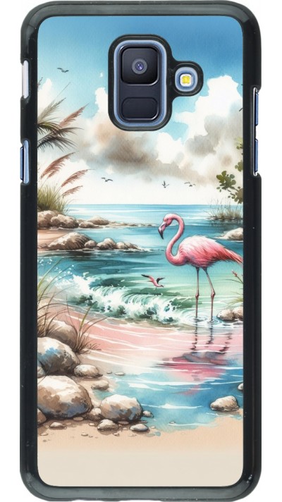 Samsung Galaxy A6 Case Hülle - Flamingo Aquarell