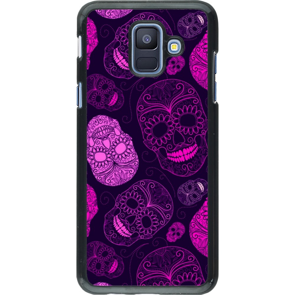 Samsung Galaxy A6 Case Hülle - Halloween 2023 pink skulls