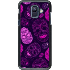 Samsung Galaxy A6 Case Hülle - Halloween 2023 pink skulls