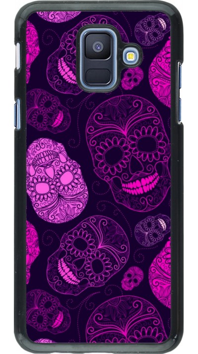 Samsung Galaxy A6 Case Hülle - Halloween 2023 pink skulls