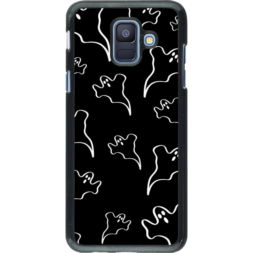 Samsung Galaxy A6 Case Hülle - Halloween 2024 black and white ghosts