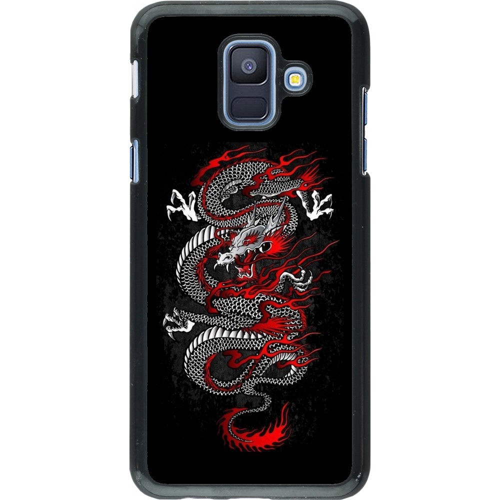 Samsung Galaxy A6 Case Hülle - Japanese style Dragon Tattoo Red Black